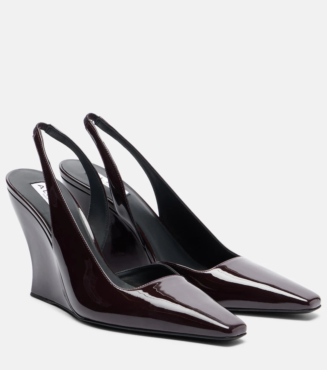 Alaïa - Patent leather wedge slingback pumps