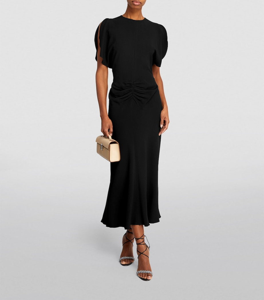 Victoria Beckham Black Gathered Midi Dress