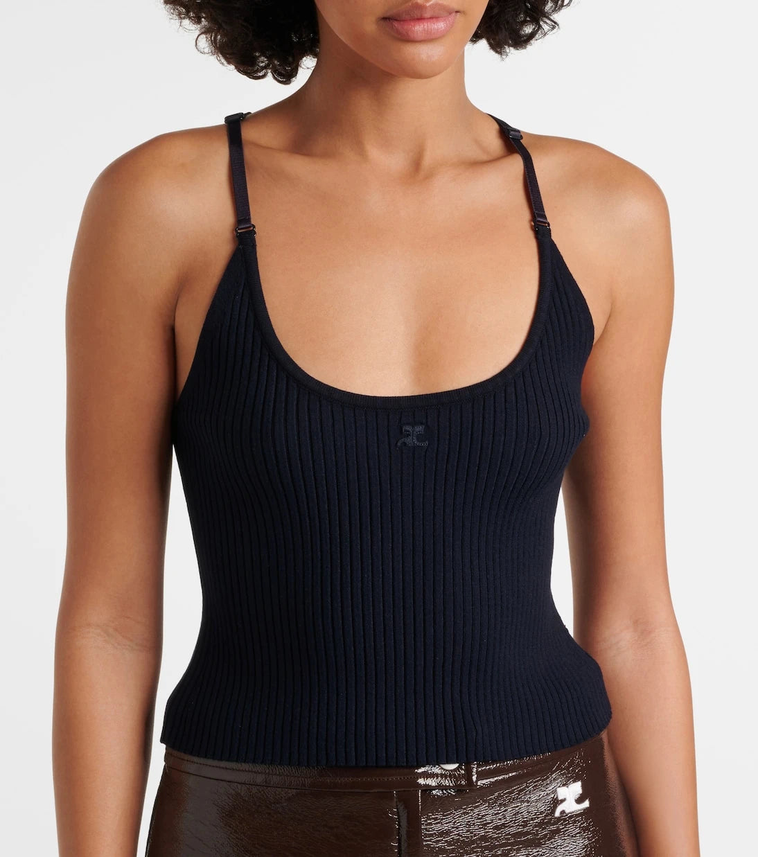 Courrèges - Logo ribbed-knit tank top