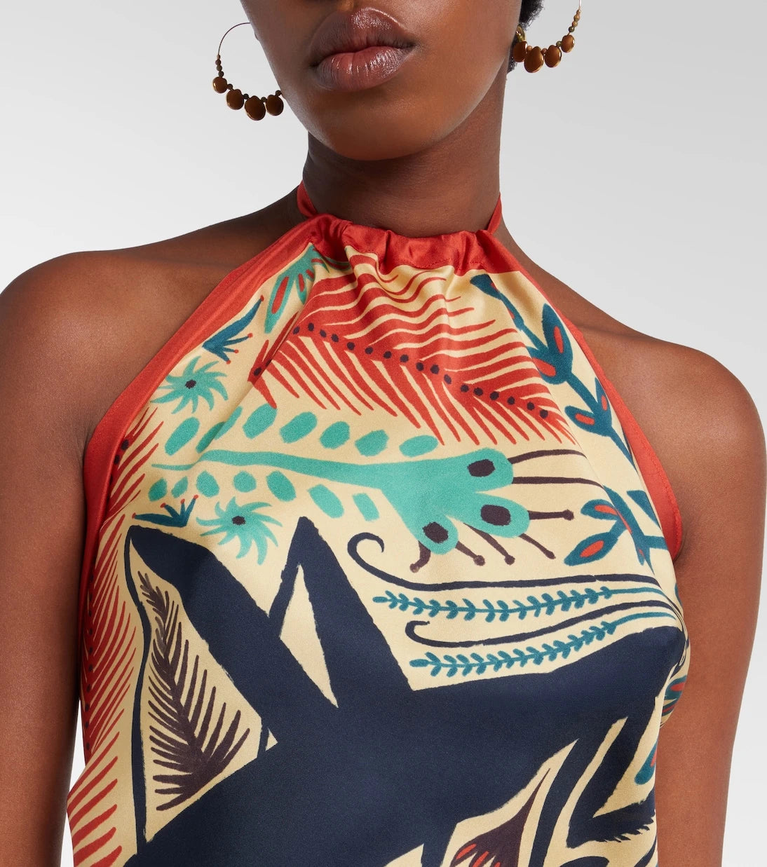 Etro - Printed halterneck silk top