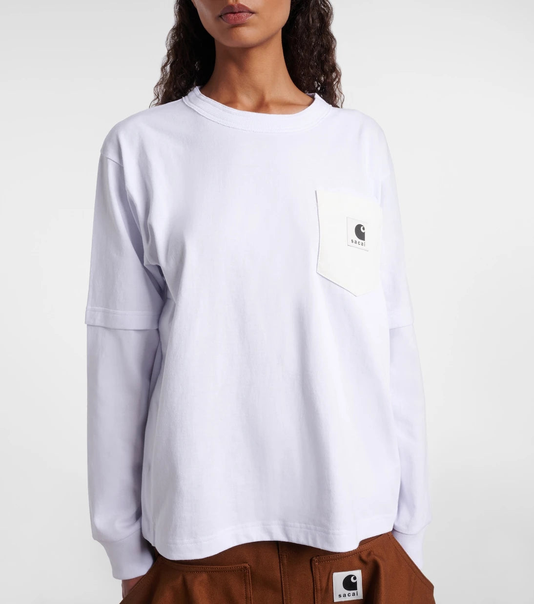 Sacai - x Carhartt layered cotton jersey top