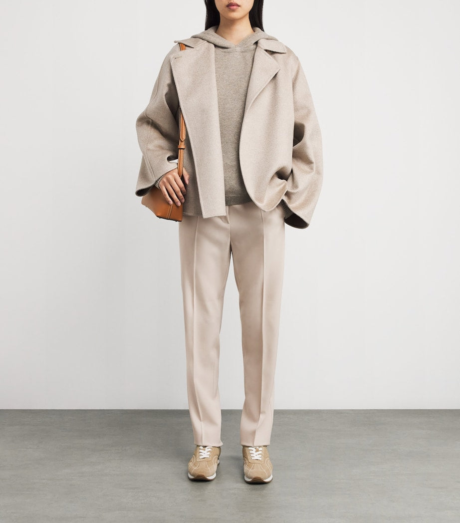 Virgin Wool Straight Tailored Trousers IVORY