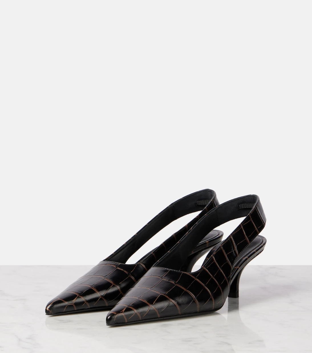 Toteme - Croc-effect leather slingback pumps
