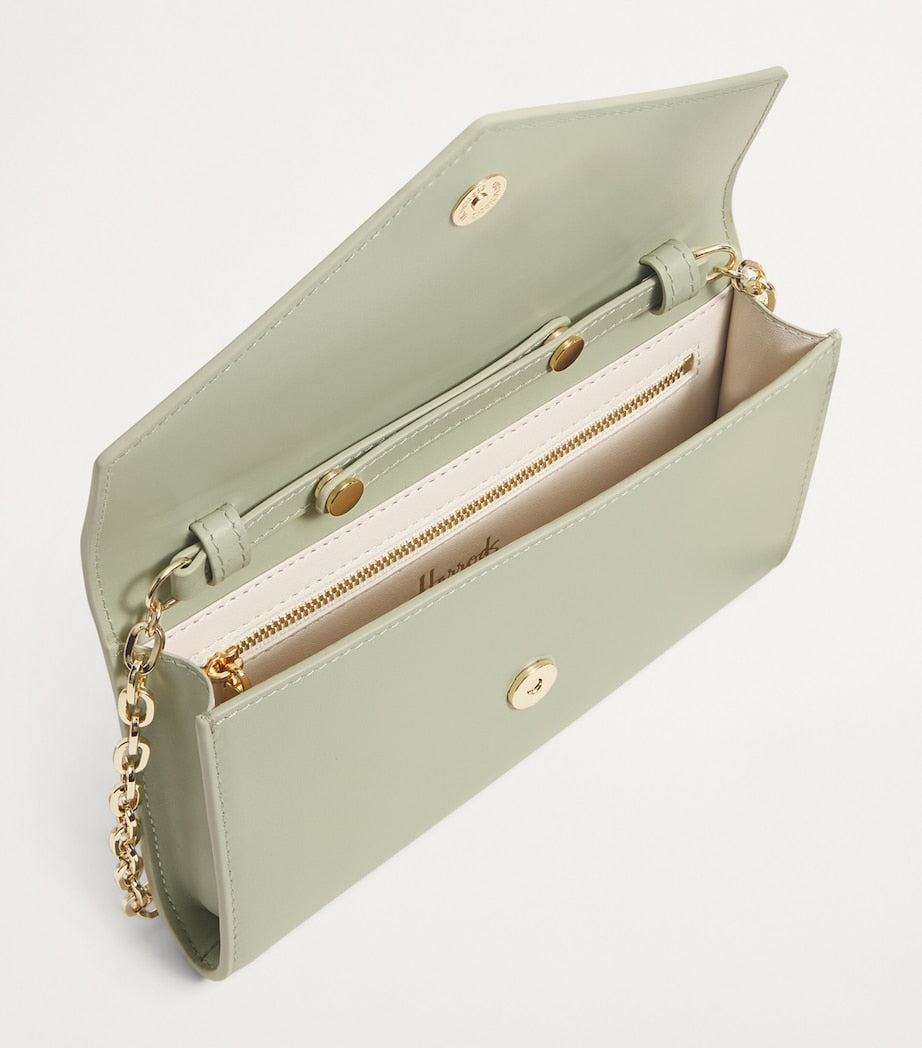 Green Smooth Leather Chain Wallet