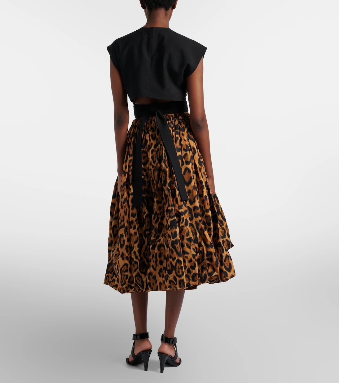 Alaïa - تنورة متوسطة الطول من التفتا بطبعة الفهد
