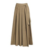 Beige Cotton Pleated Maxi Skirt