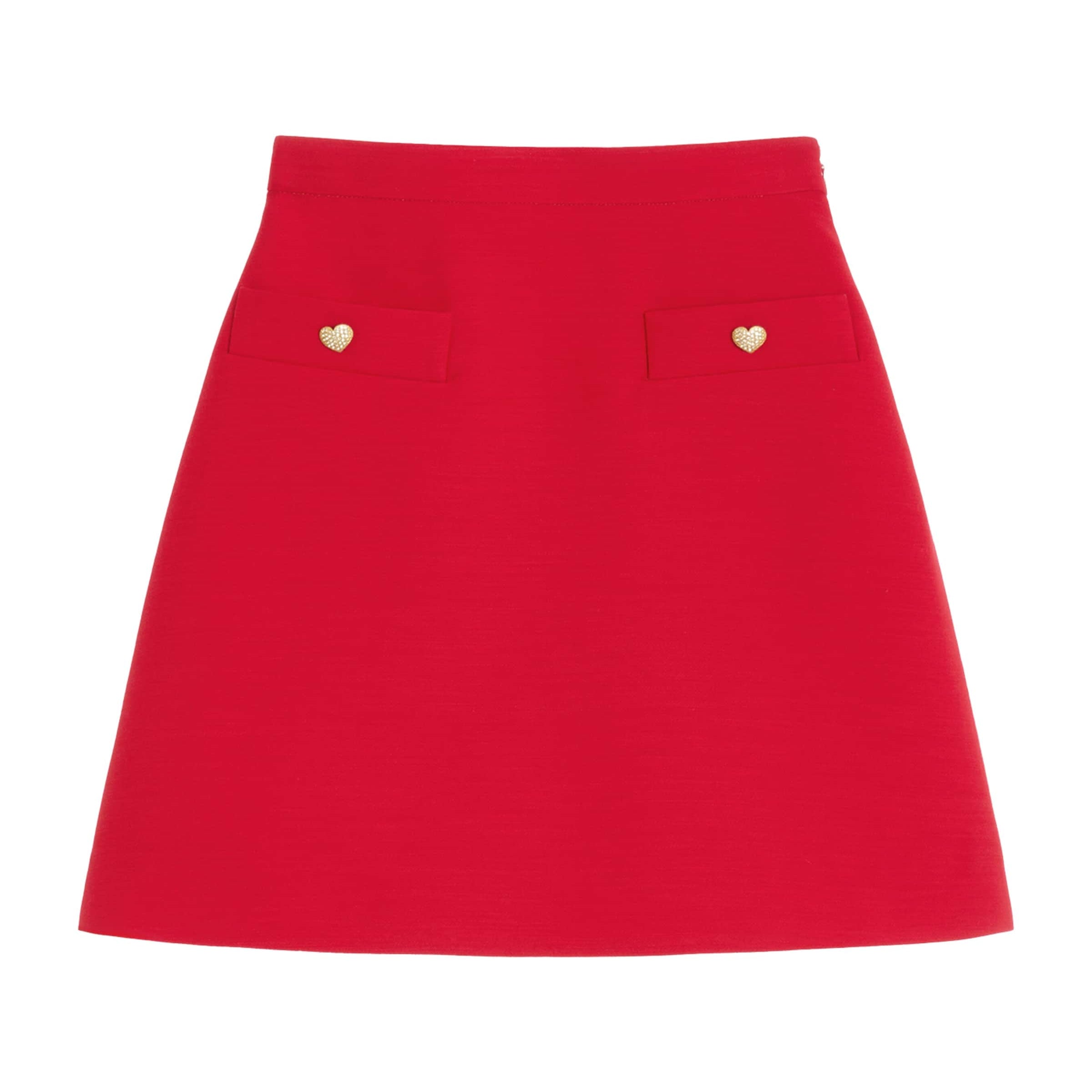 Valentino Red Wool-Silk Embellished Mini Skirt