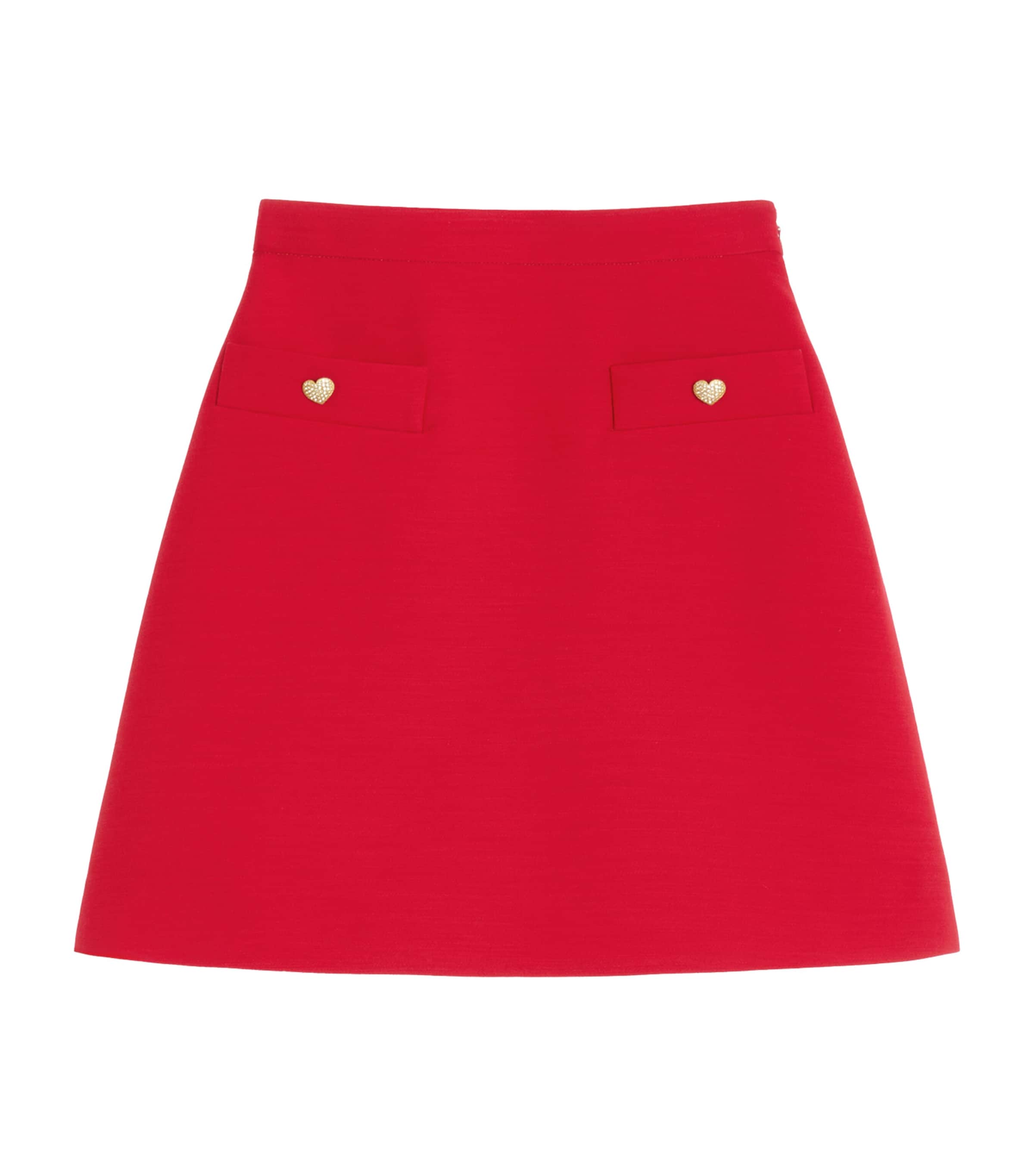 Valentino Red Wool-Silk Embellished Mini Skirt