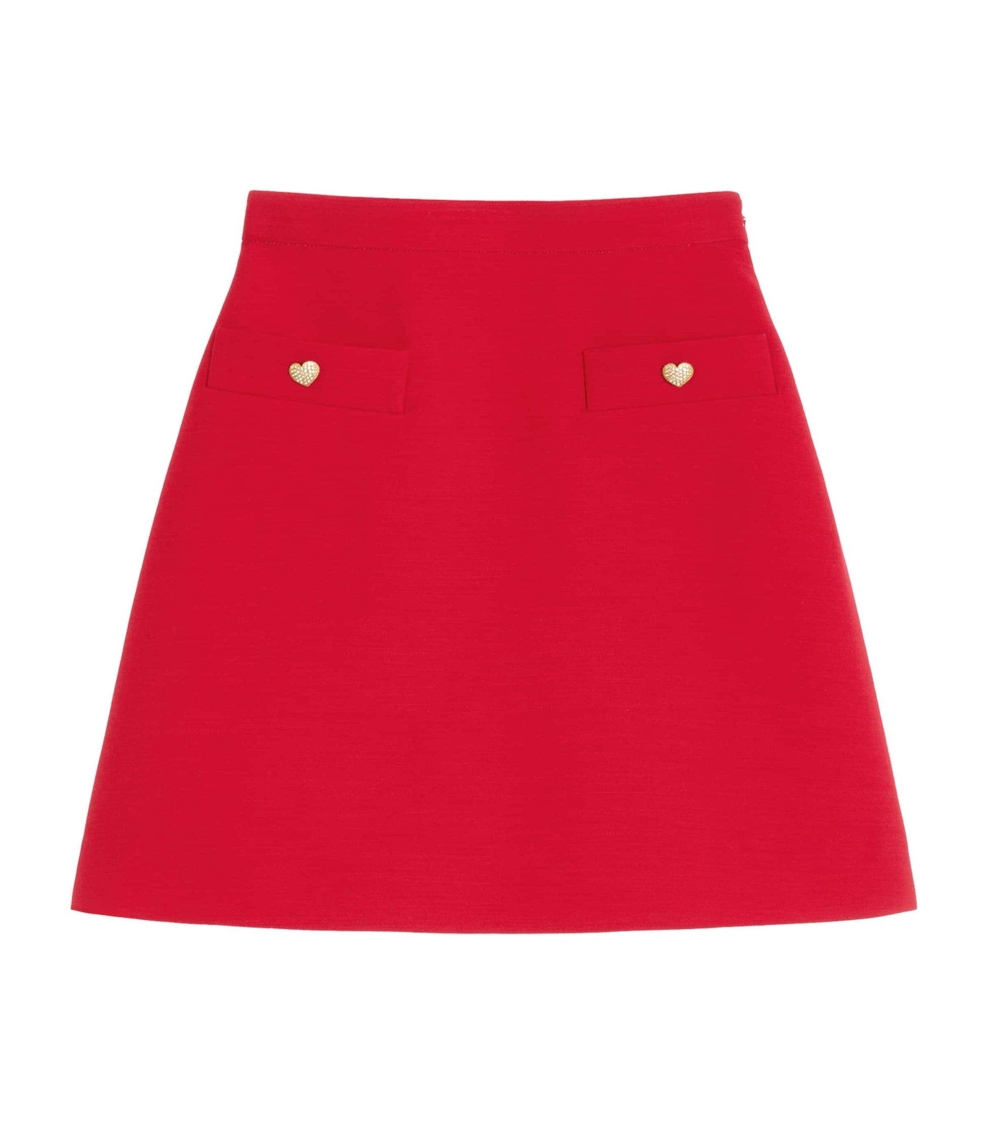Valentino Red Wool-Silk Embellished Mini Skirt