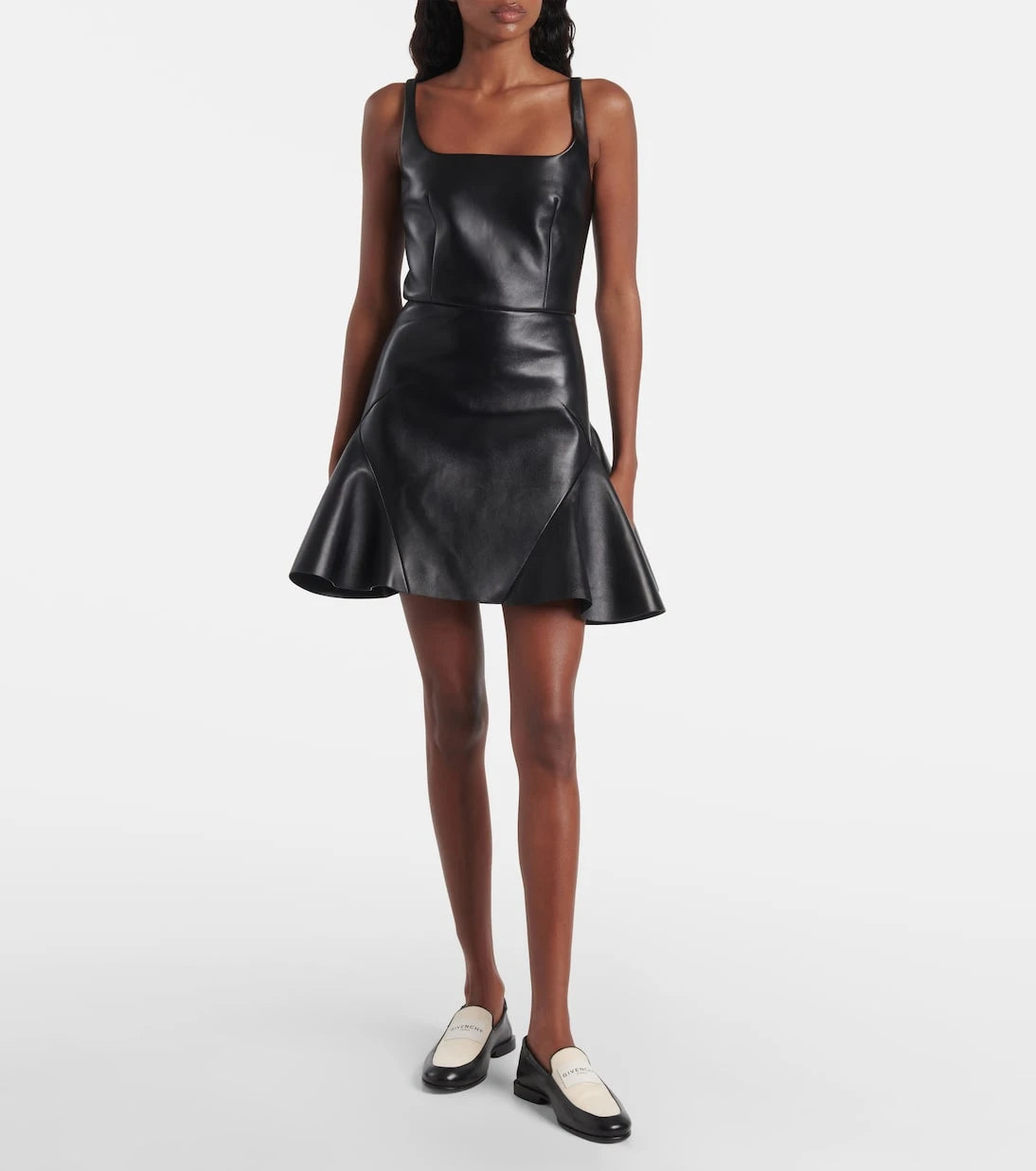Givenchy - Ruffled leather minidress