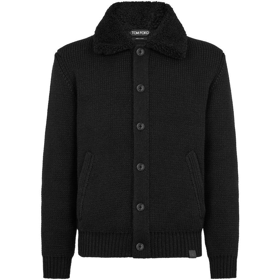 Black Cashmere Collared Jacket
