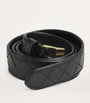 Bottega Veneta Black Leather Intreccio Watch Belt
