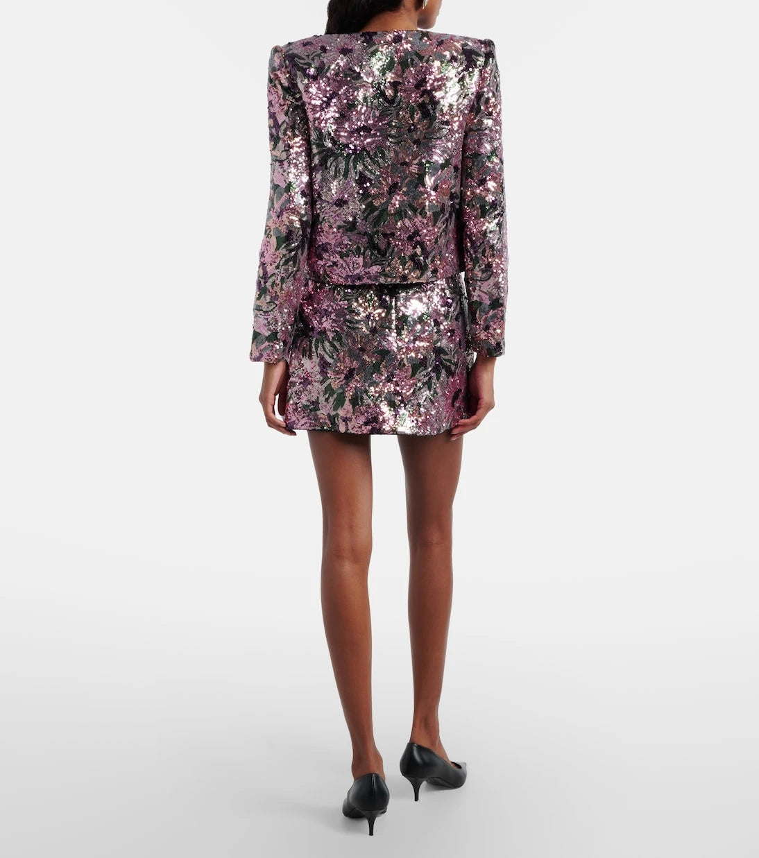 Self-Portrait - Floral sequined miniskirt