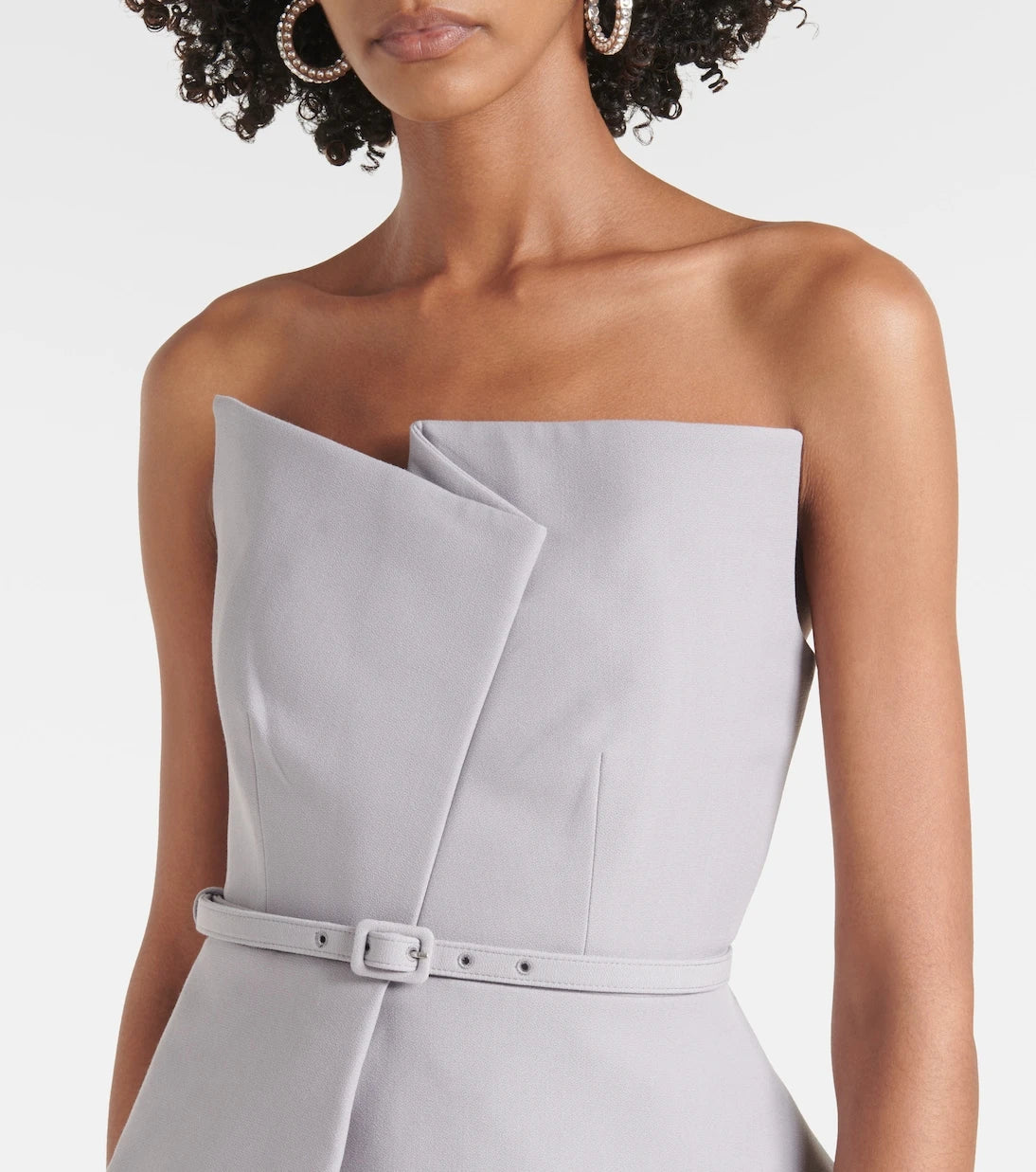 Roland Mouret - Asymmetric strapless peplum crêpe top