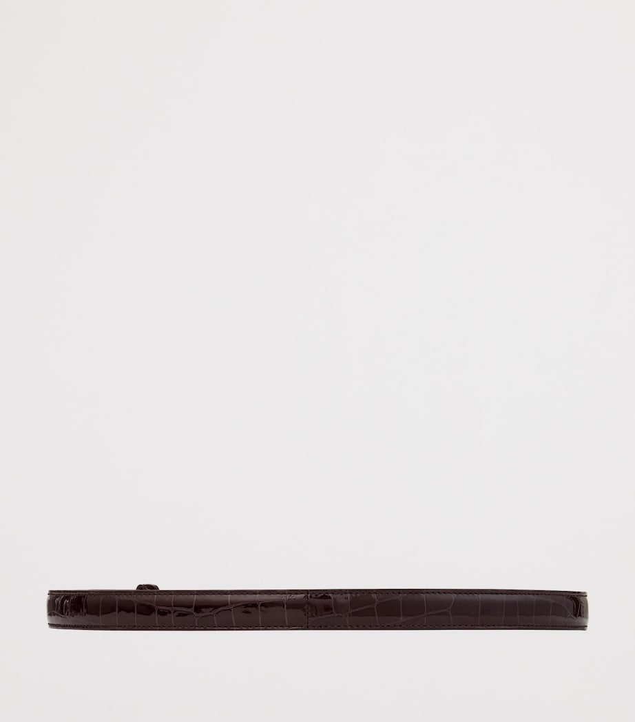 Brown Leather Diamond Clasp Belt