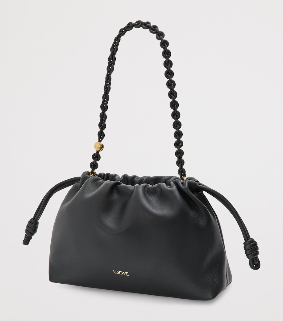 Black Medium Leather Flamenco Purse