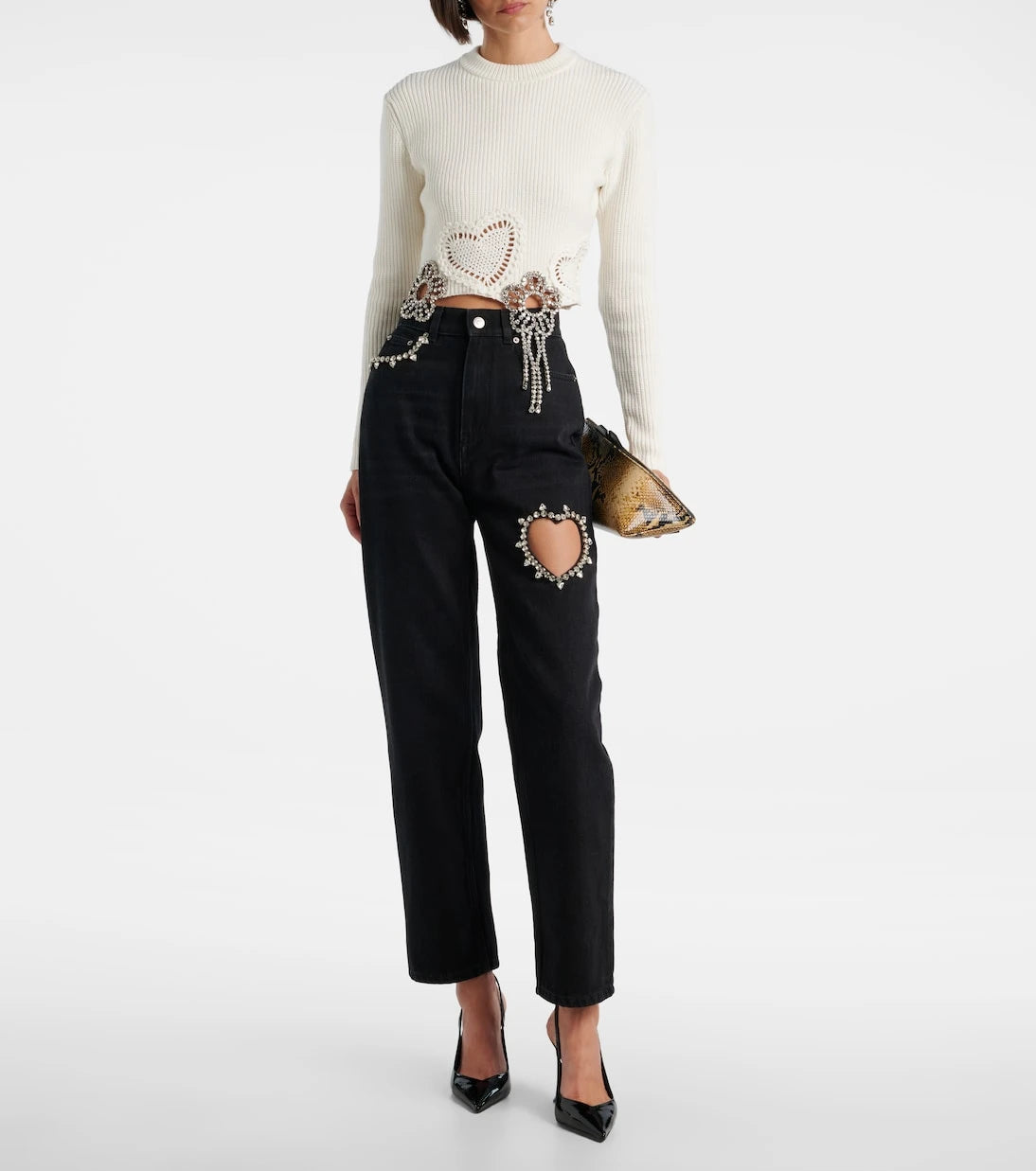Area - Crystal-embellished straight jeans
