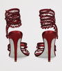 René Caovilla Burgundy Satin Chandelier Heeled Sandals 105