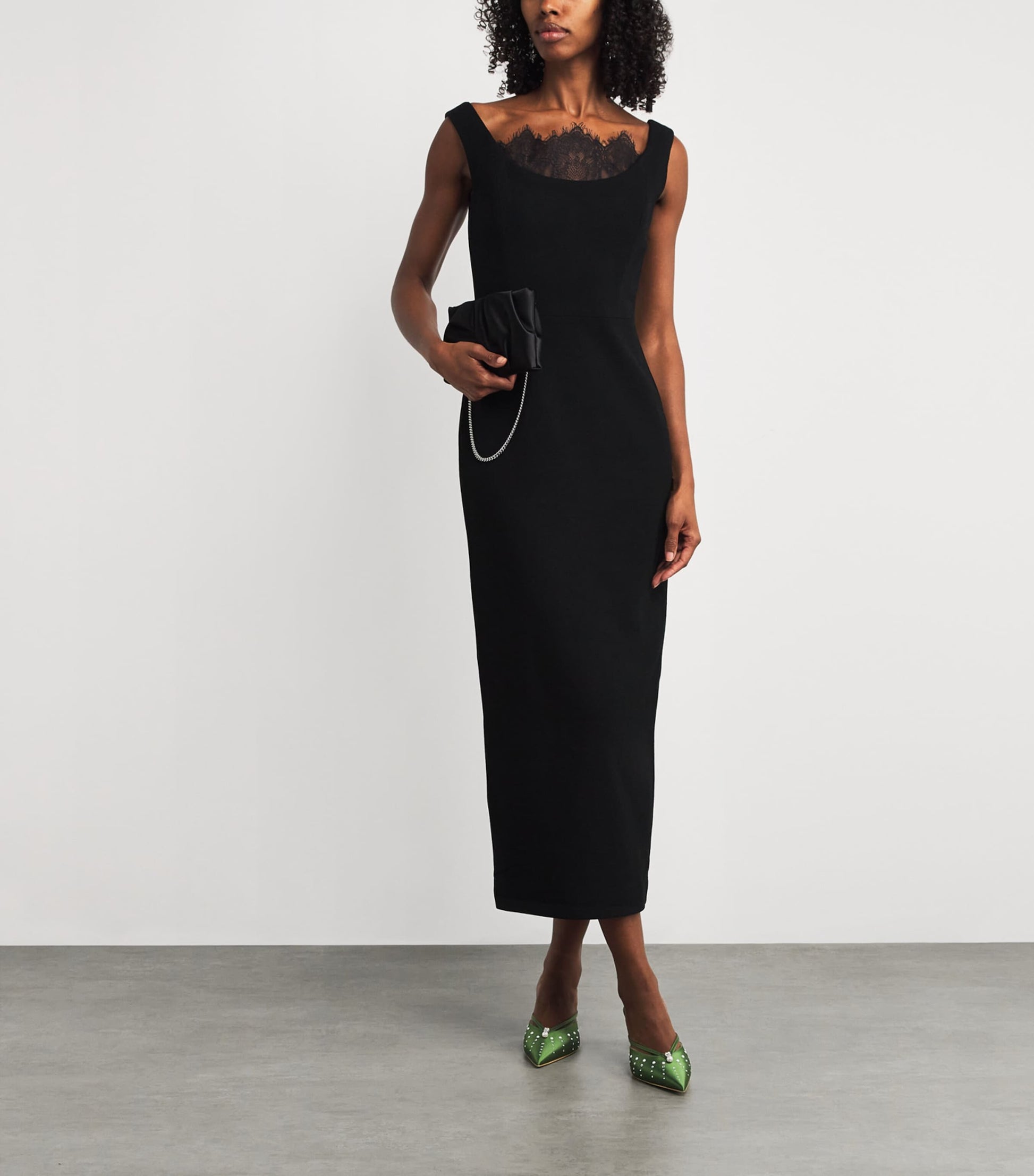 Malone Souliers Green Satin Embellished Marisa Mules