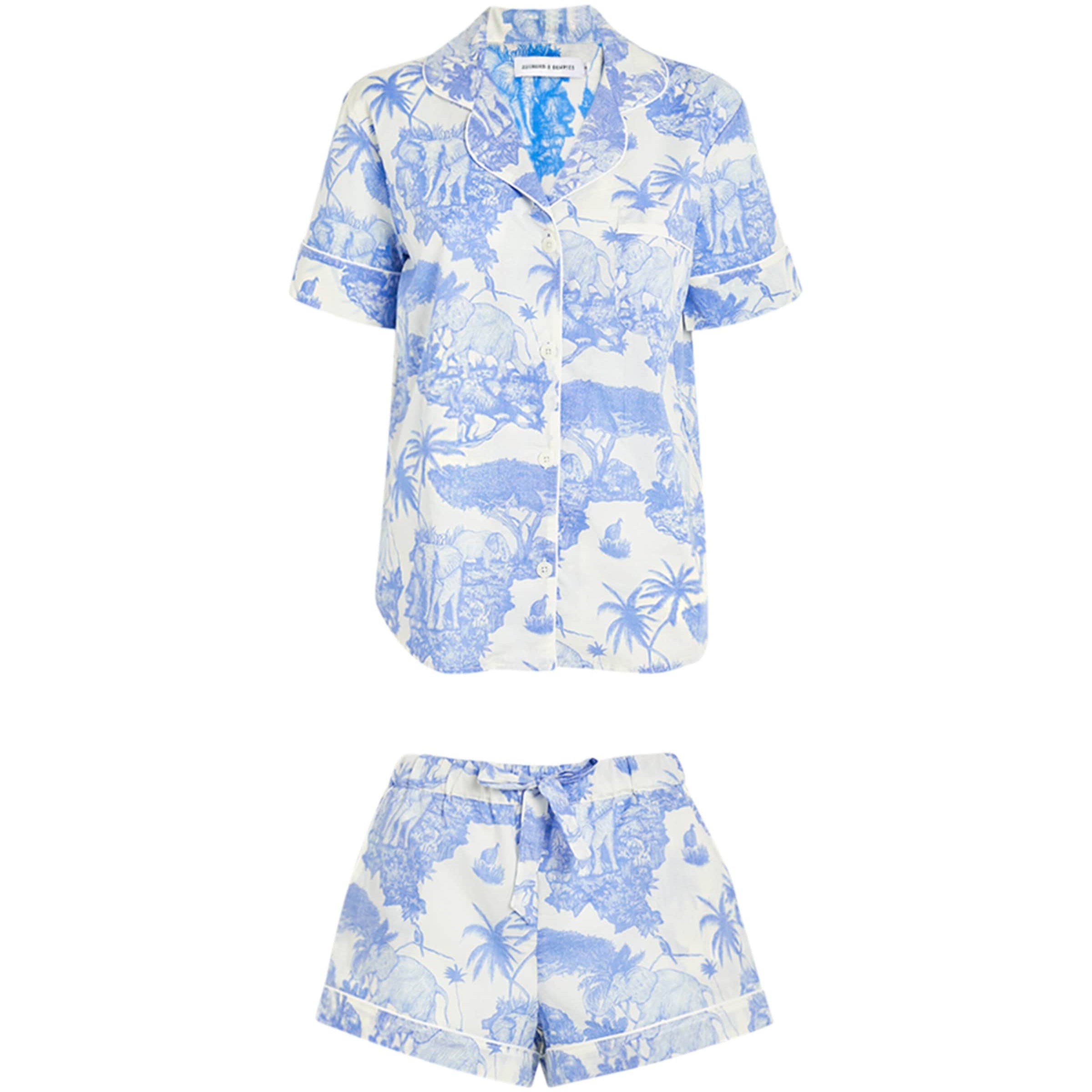 Desmond & Dempsey Blue Short Pyjama Set