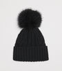 Black Virgin Wool-Cashmere Pom-Pom Beanie
