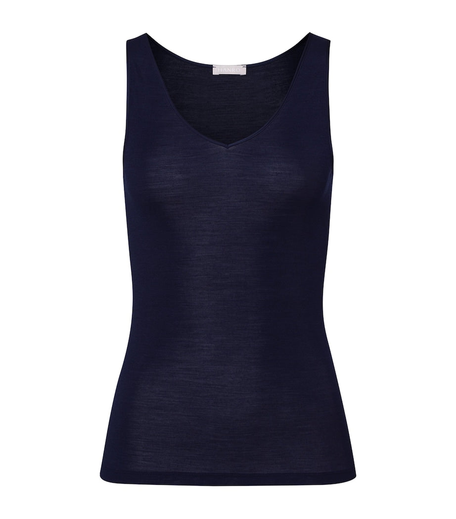 Navy Woolen Silk Tank Top