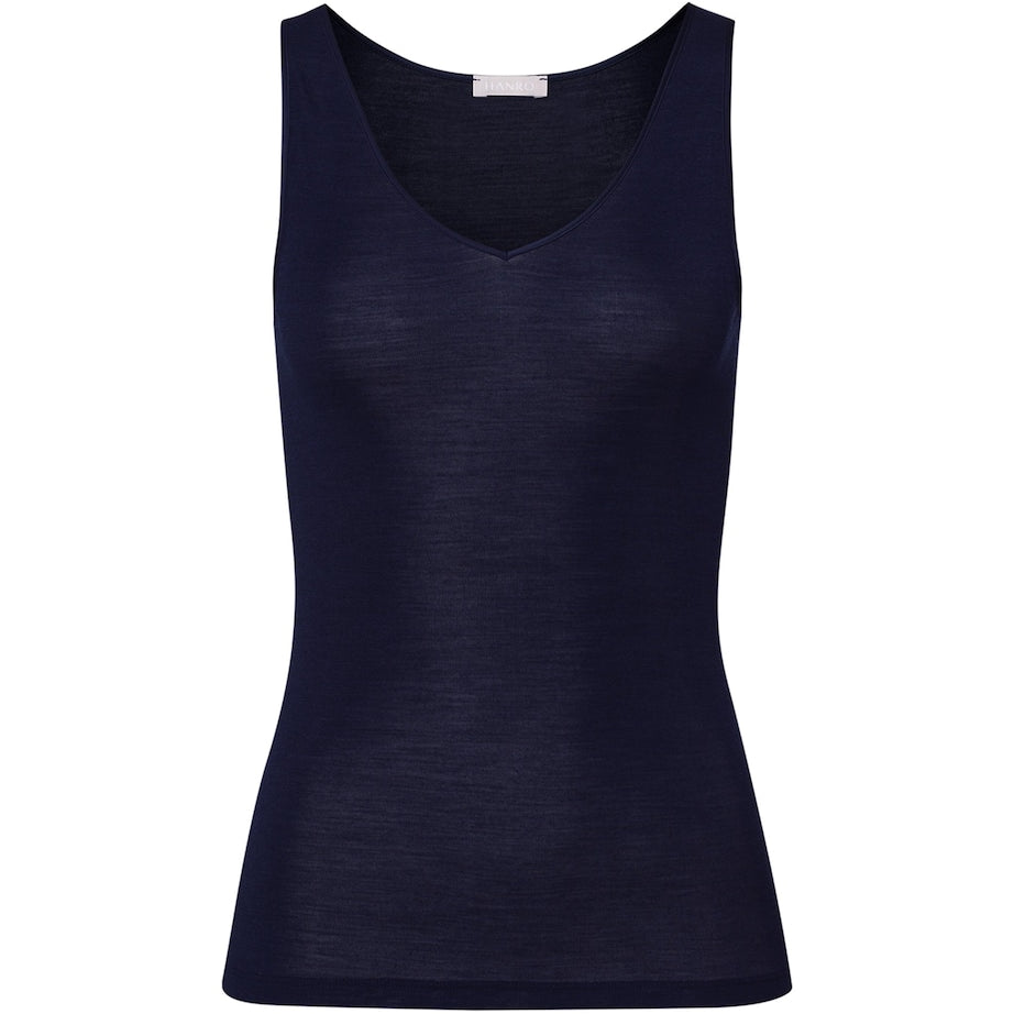 Navy Woolen Silk Tank Top