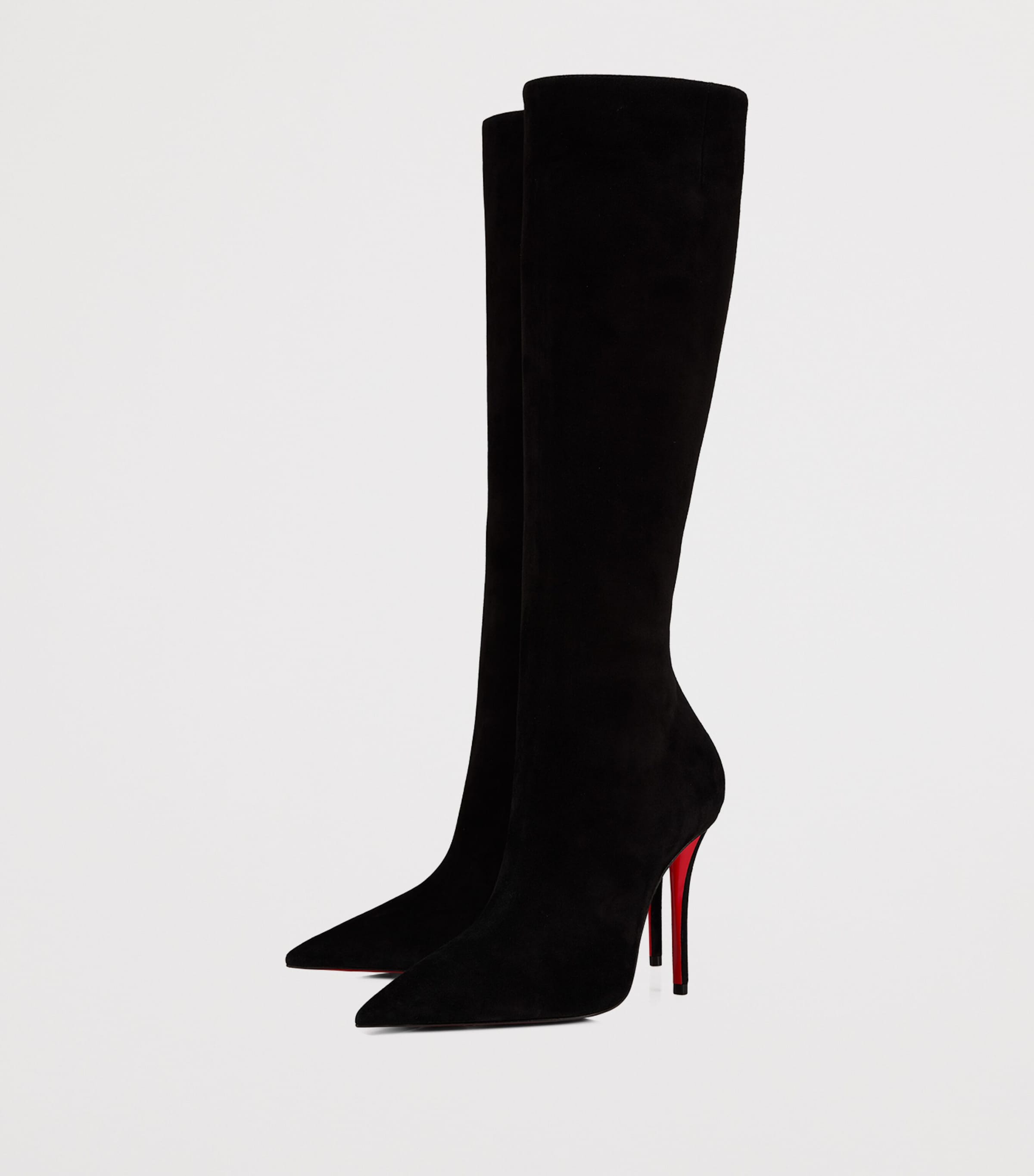 Christian Louboutin Black Miss Z Botta Veau Velours Knee-High Boots 100