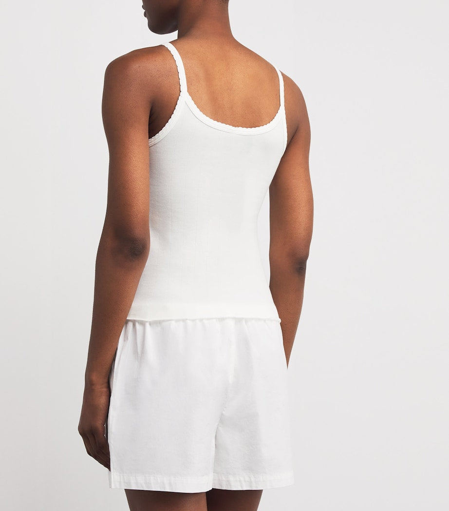 Stretch-Cotton Pointelle Camisole Top SNOW
