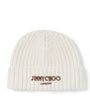 Jimmy Choo White Yuki Virgin Wool Beanie