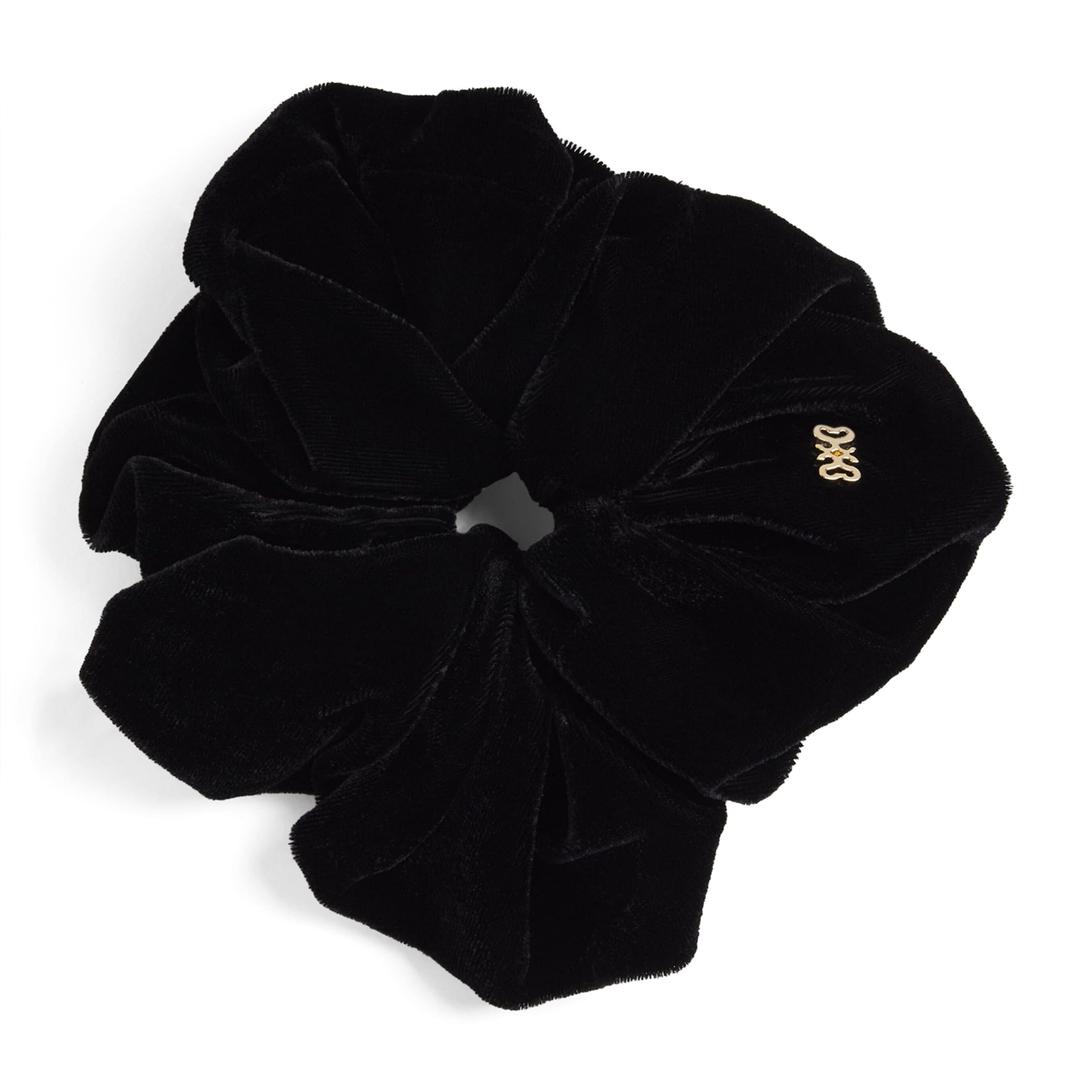 Velvet Logo Scrunchie BLACK