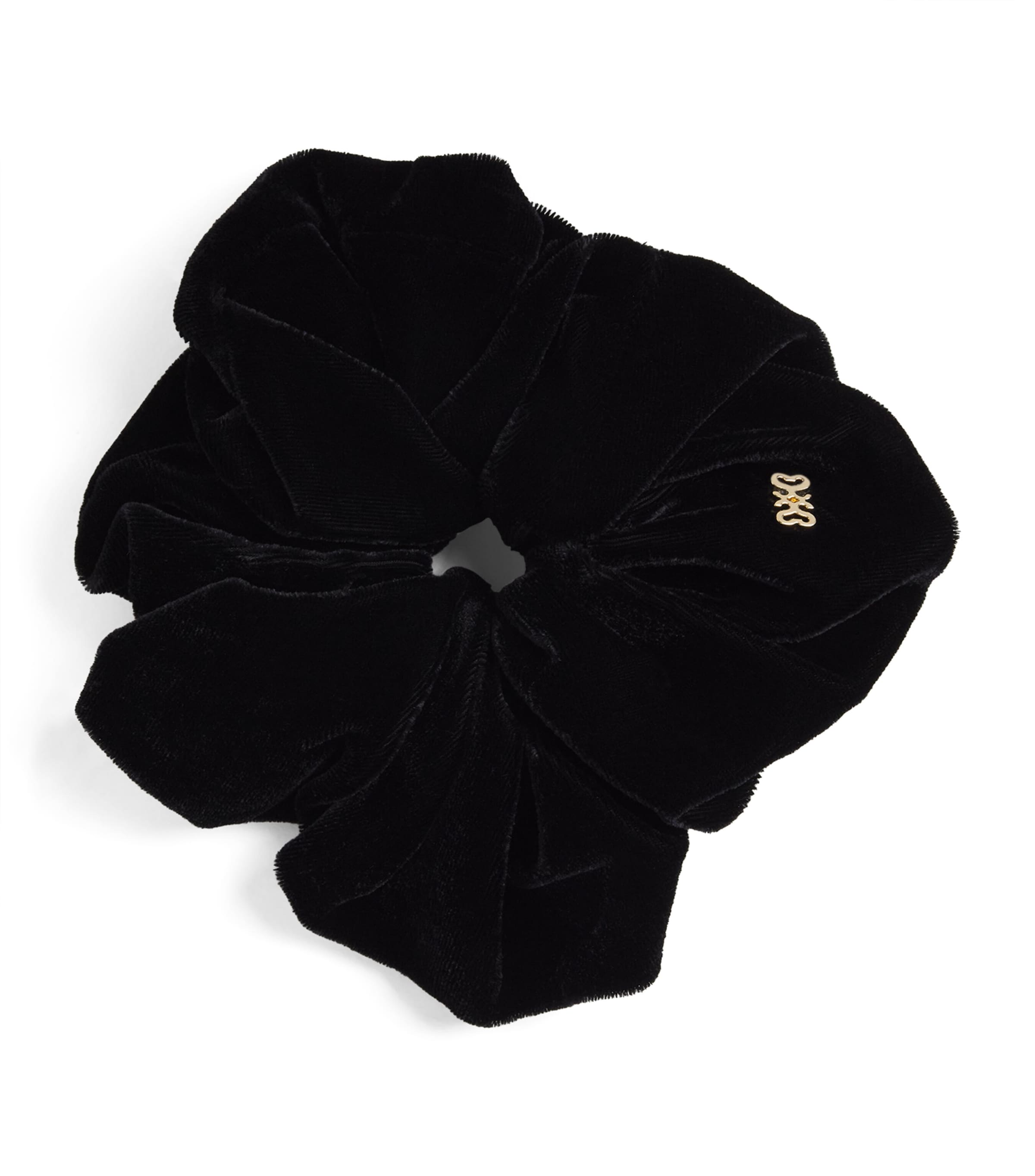 Velvet Logo Scrunchie BLACK