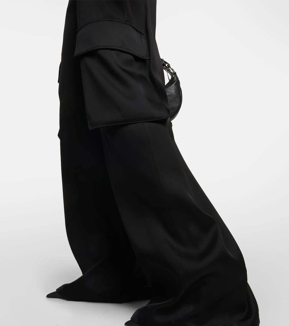 Versace - High-rise wide-leg satin cargo pants