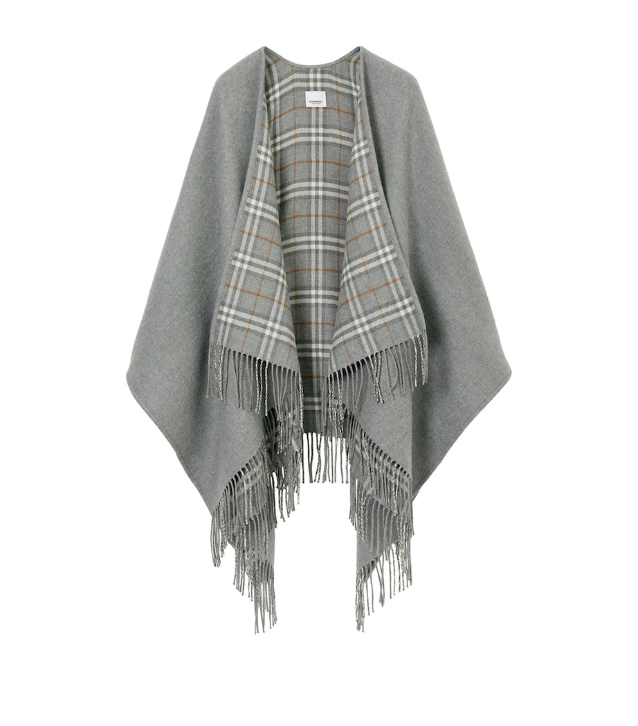 Burberry Grey Wool Reversible Check Cape