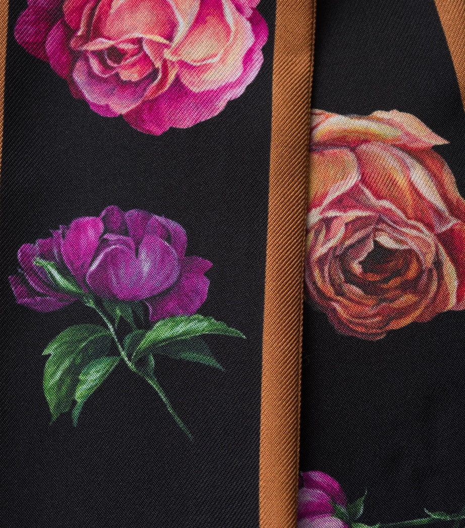 Black Silk Twill Skinny Scarf