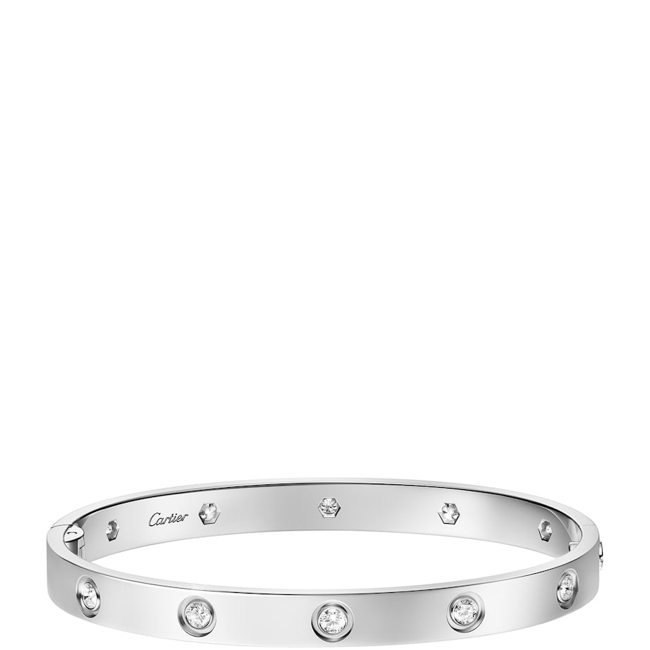 White Gold and Diamond LOVE Bangle