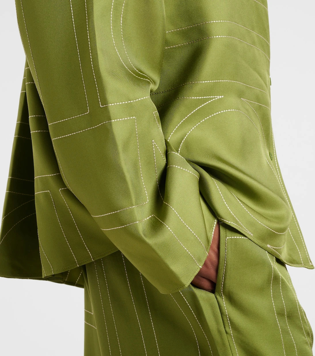 Toteme - Monogram silk twill pajama shirt
