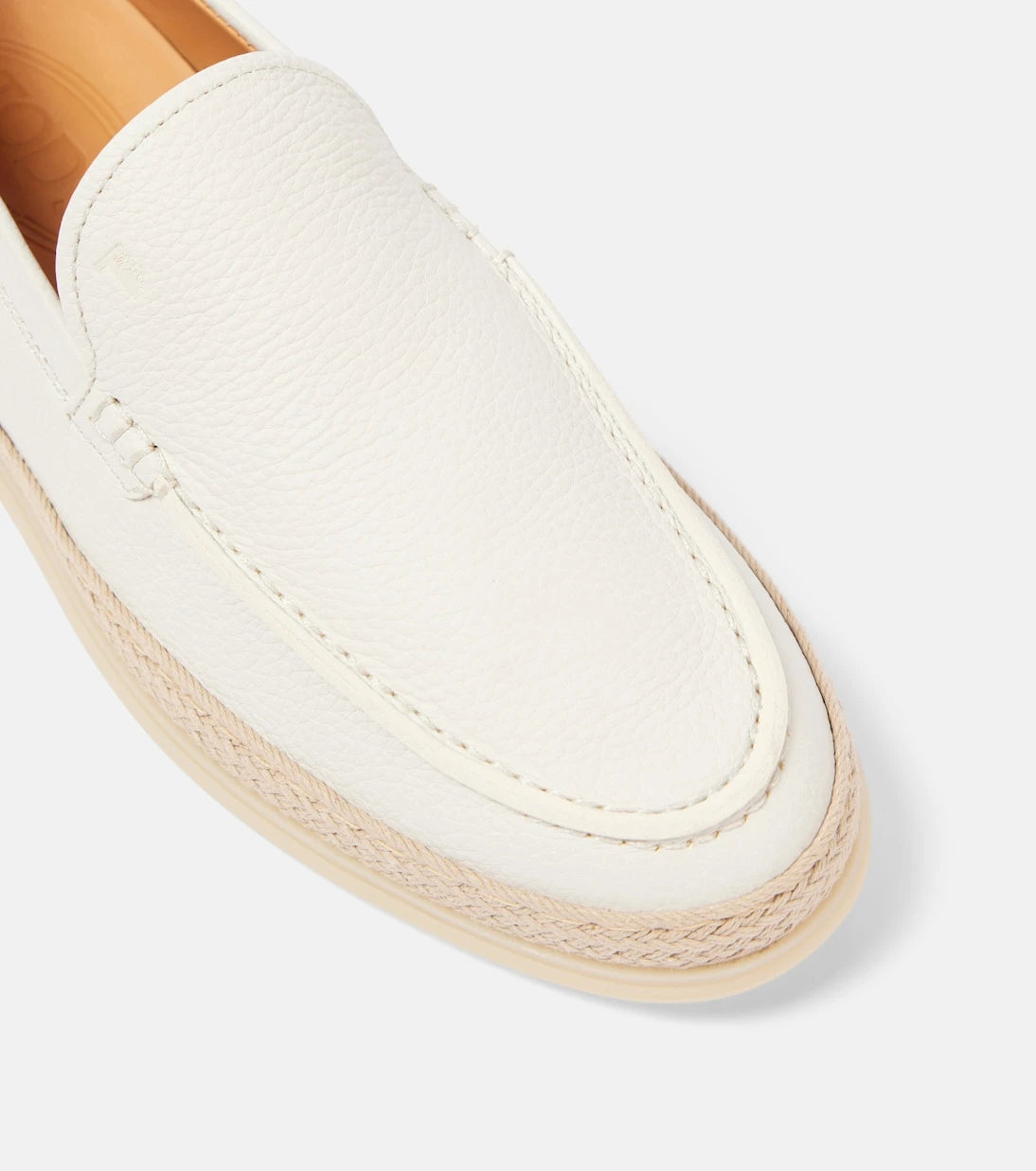 Tod's - Raffia-trimmed leather loafers