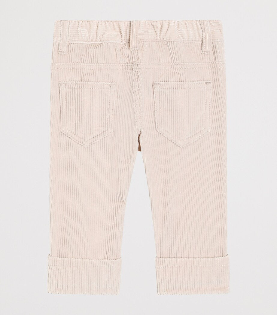 Dolce & Gabbana Kids Cotton Corduroy Floral Embroidered Trousers (3-36 Months)