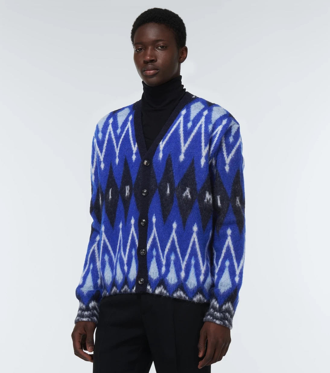 Amiri - Argyle alpaca and mohair-blend cardigan