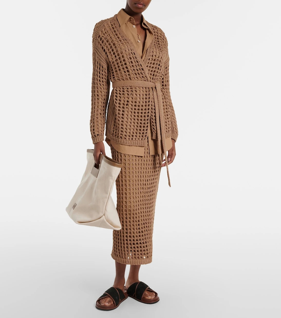 Max Mara - Geode open-knit cotton midi skirt