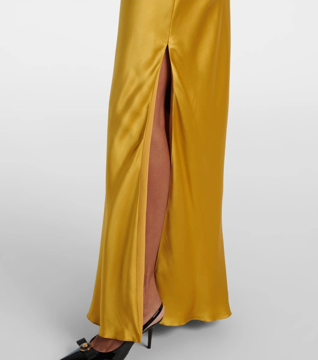 Versace - Safety Pin embellished silk satin gown