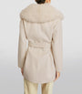 Yves Salomon Beige Wool-Cashmere Fur-Trim Pea Coat