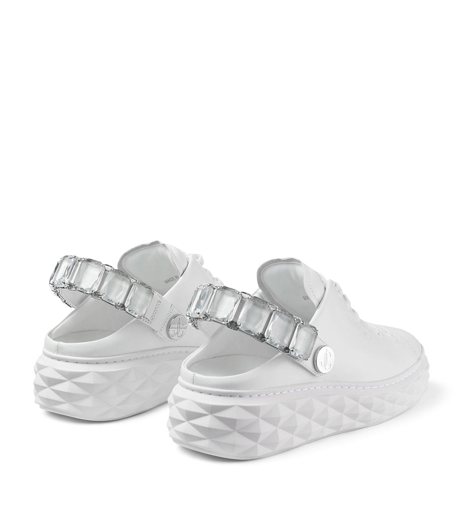 Jimmy Choo White Leather Diamond Sling Sneakers