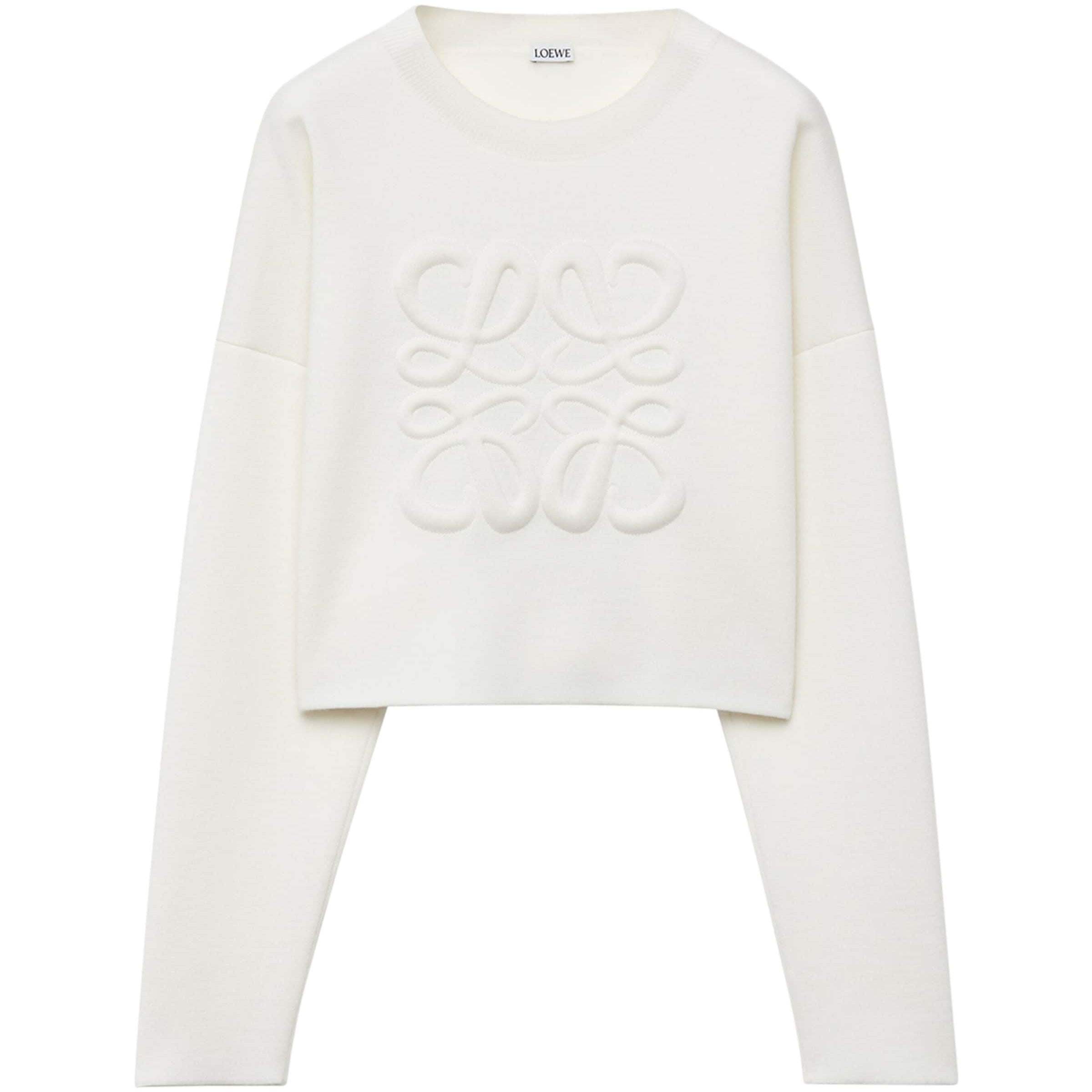White Cropped Anagram Sweater