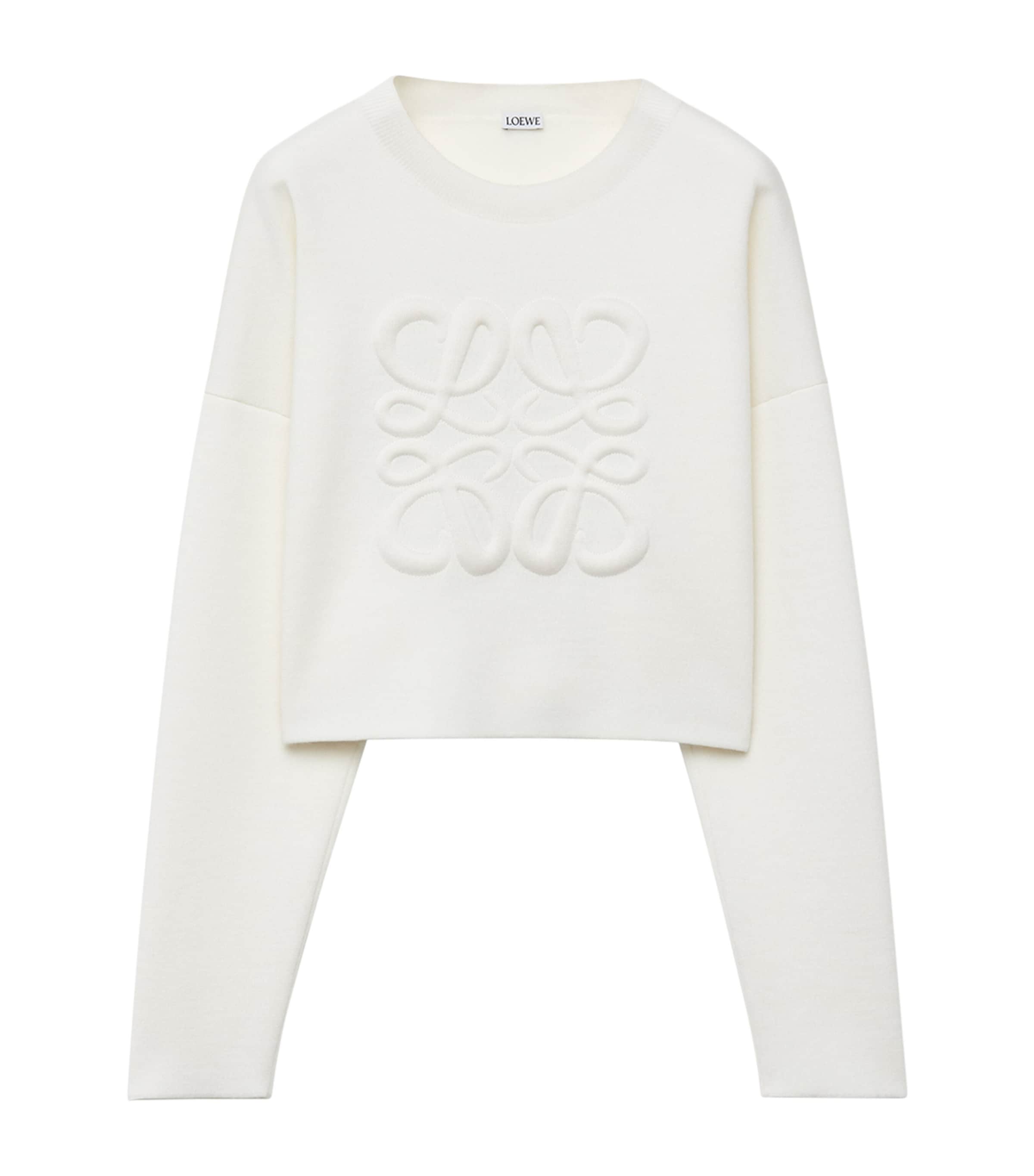 White Cropped Anagram Sweater