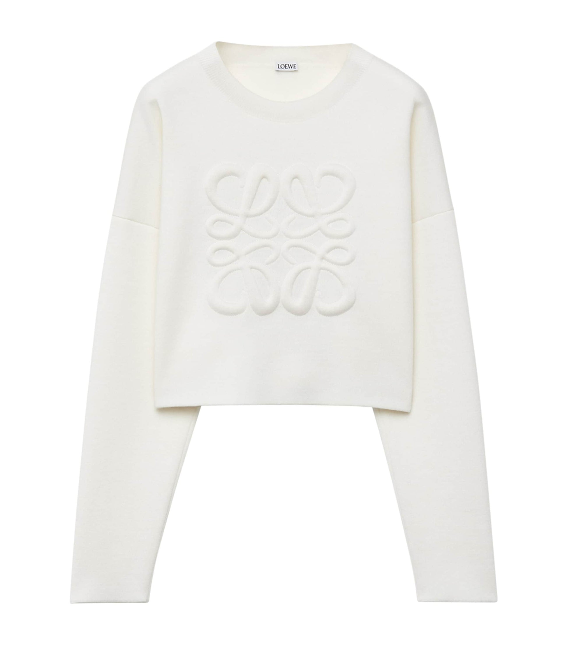 White Cropped Anagram Sweater