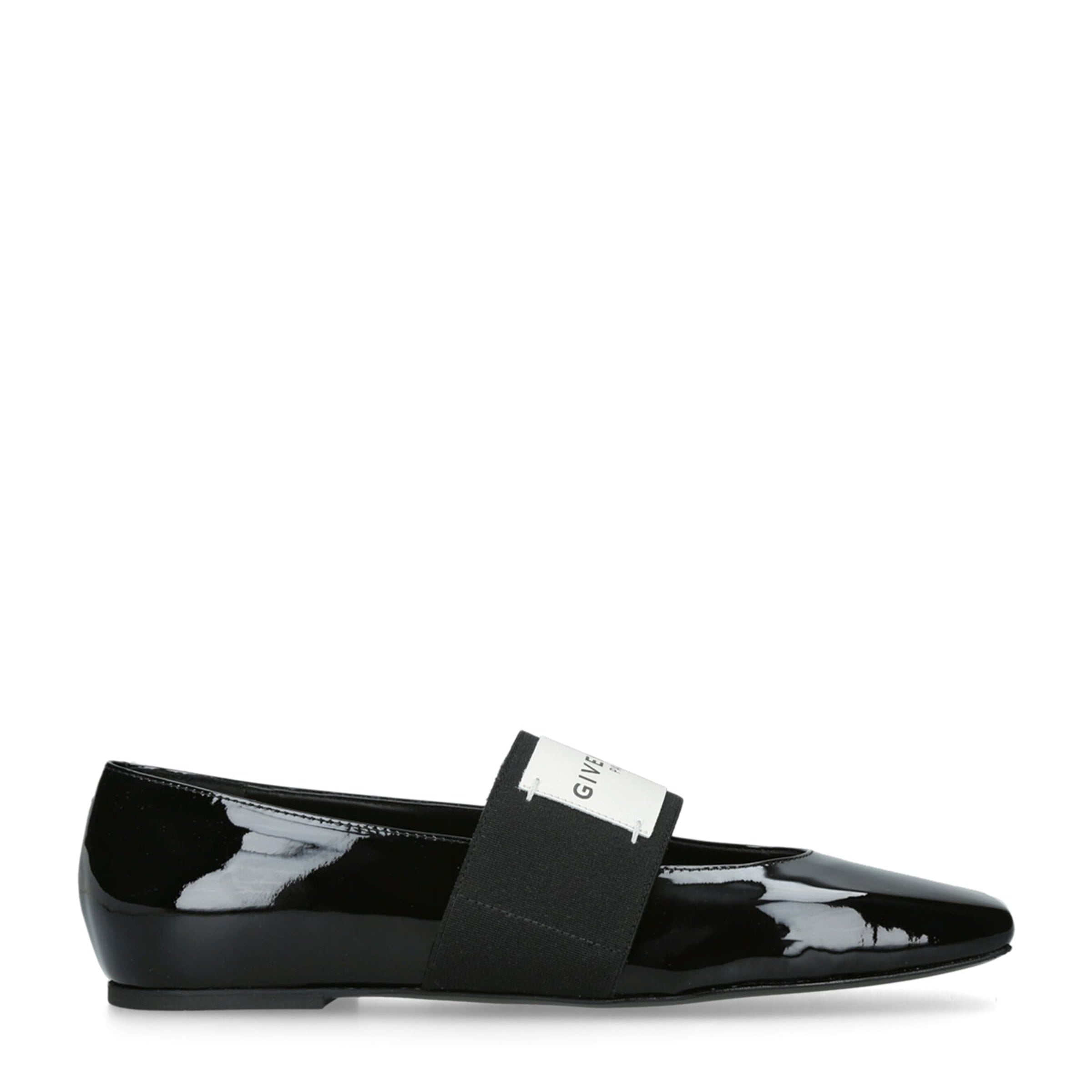 Givenchy Black Leather Squared Toe Ballet Flats