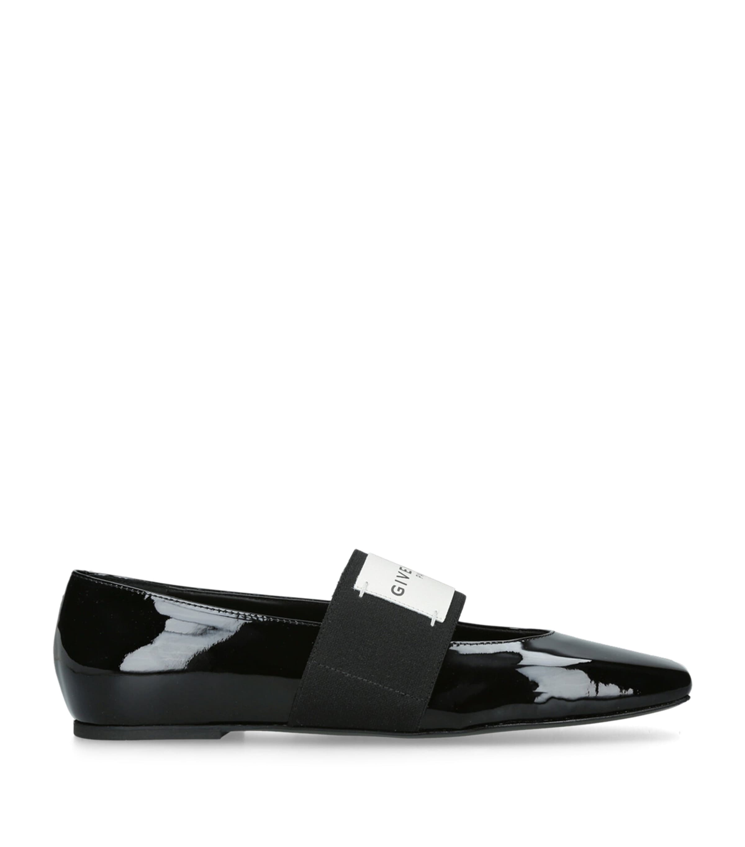 Givenchy Black Leather Squared Toe Ballet Flats