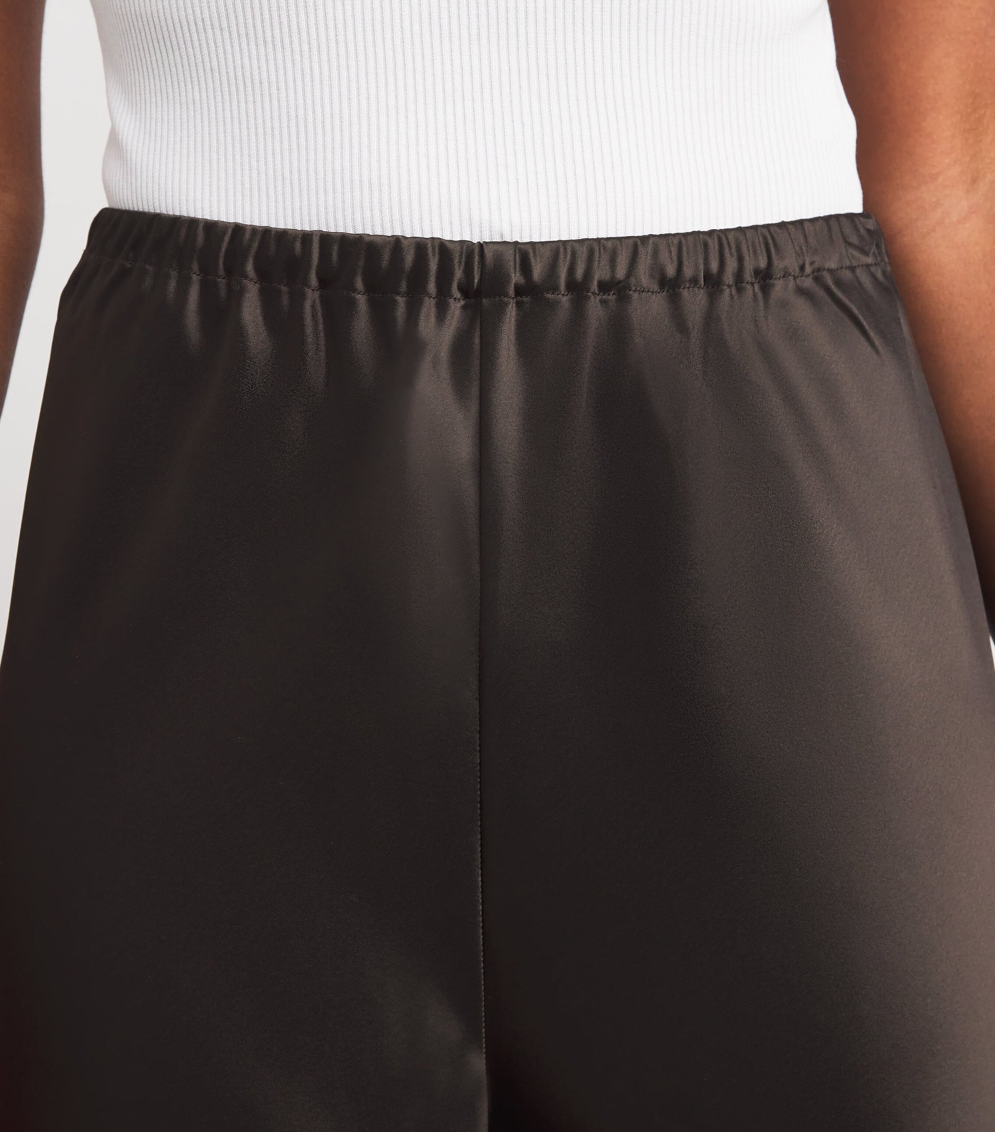 Almada Label Brown Satin Wide-Leg Trousers